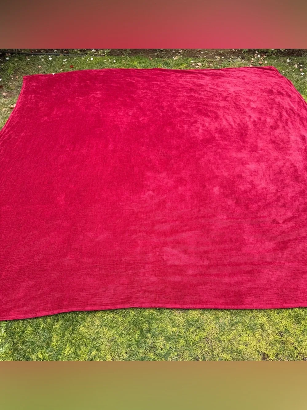 Vintage Ralph Lauren Blue Label Chenille Blanket Crimson Red Queen USA GUC